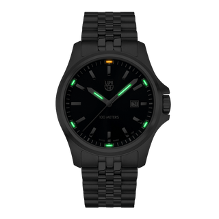 Sport Timer, 43 mm, Sport Uhr - 2523	,Nachtansicht mit grünen und orangenen Leuchtröhren