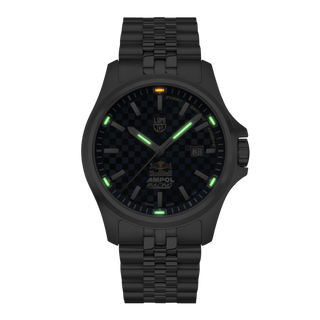 Red Bull Racing Limited Edition, 43 mm, Outdoor Watch - XL.2523.ARB.N	, Nachtansicht mit grünen und orangenen Leuchtröhren